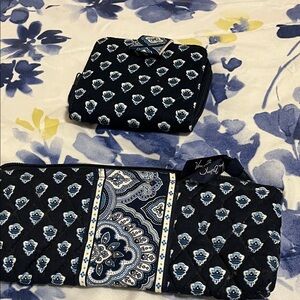 Vera Bradley Blue and White Floral Pouch And Wallet.
